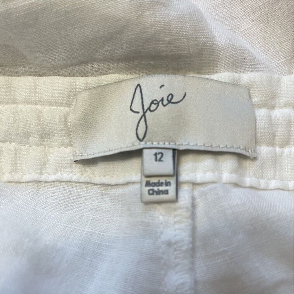 Joie Revolve Irreplaceable Linen Pants Off White Wide Leg Drawstring Waist 12 - Picture 6 of 8